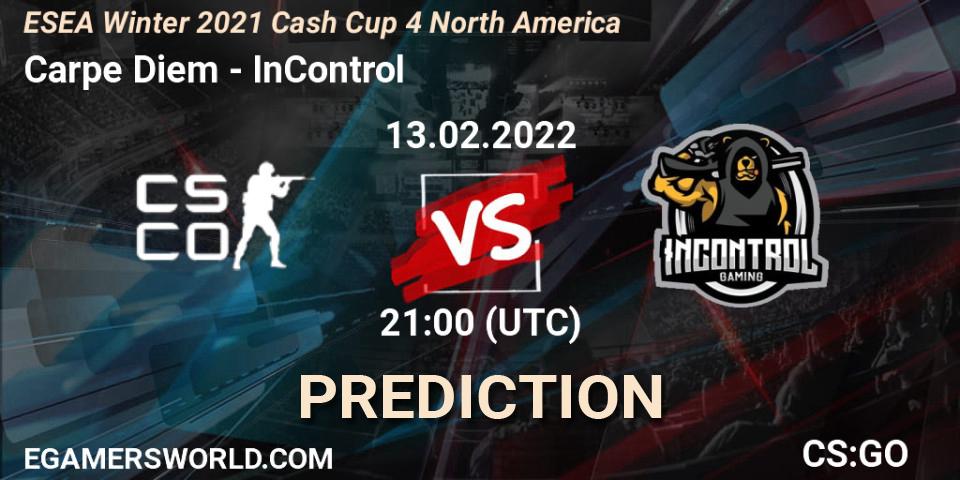 Pronóstico Carpe Diem - InControl. 13.02.2022 at 21:00, Counter-Strike (CS2), ESEA Winter 2021 Cash Cup 4 North America