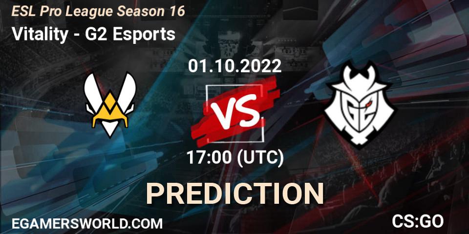 Pronóstico Vitality - G2 Esports. 01.10.2022 at 18:00, Counter-Strike (CS2), ESL Pro League Season 16