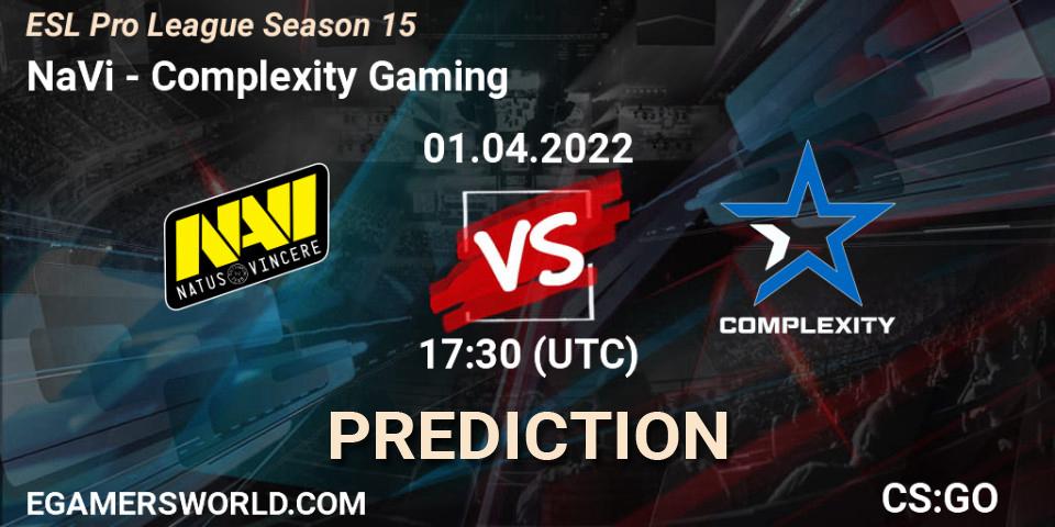 Pronóstico NaVi - Complexity Gaming. 01.04.2022 at 17:30, Counter-Strike (CS2), ESL Pro League Season 15