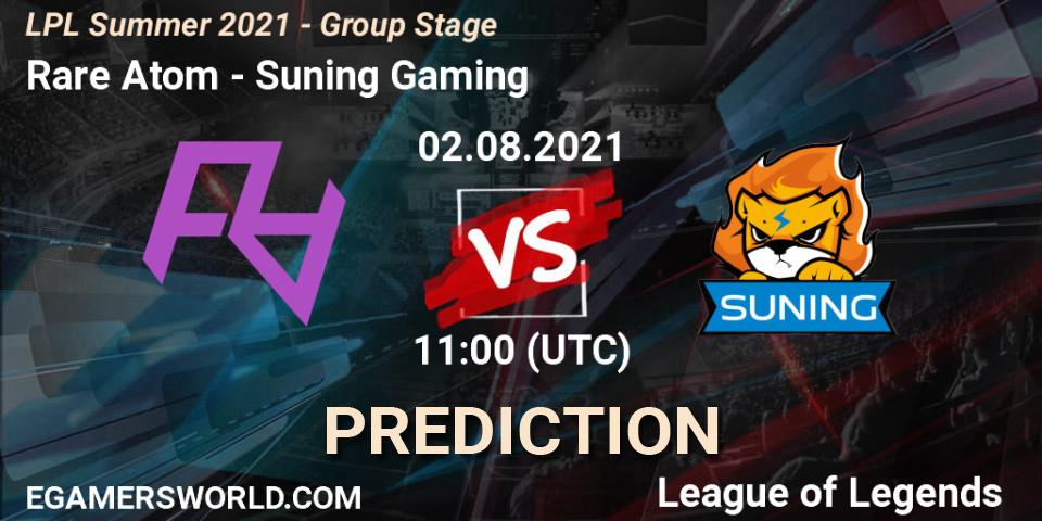 Pronóstico Rare Atom - Suning Gaming. 02.08.2021 at 11:40, LoL, LPL Summer 2021 - Group Stage