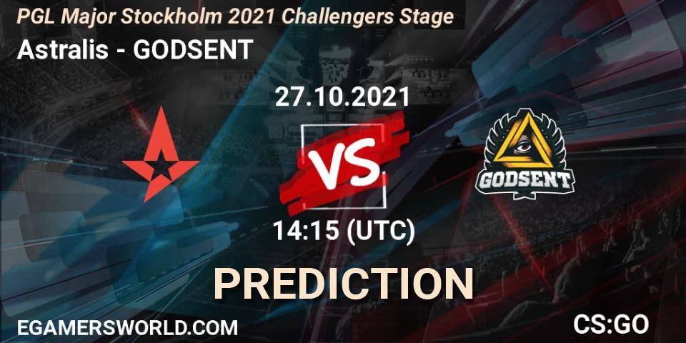 Pronóstico Astralis - GODSENT. 27.10.2021 at 13:20, Counter-Strike (CS2), PGL Major Stockholm 2021 Challengers Stage