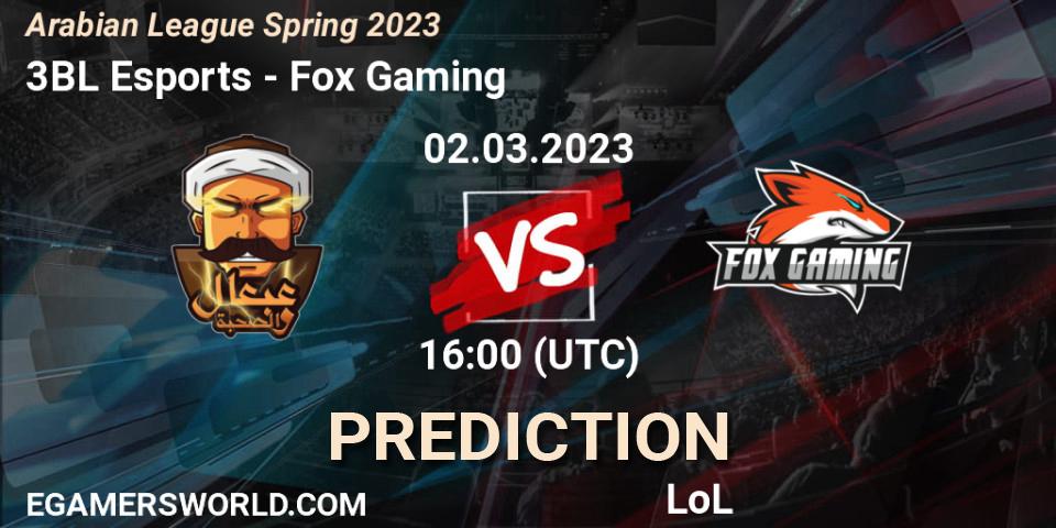 Pronóstico 3BL Esports - Fox Gaming. 09.02.23, LoL, Arabian League Spring 2023