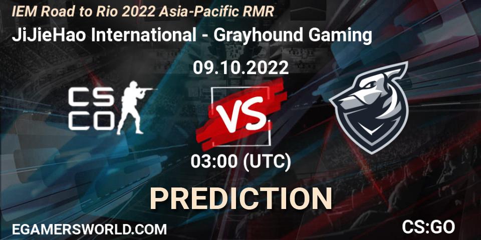 Pronóstico JiJieHao International - Grayhound Gaming. 09.10.2022 at 02:00, Counter-Strike (CS2), IEM Road to Rio 2022 Asia-Pacific RMR