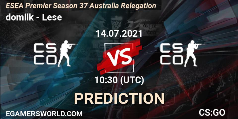 Pronóstico domilk - Lese. 14.07.2021 at 10:30, Counter-Strike (CS2), ESEA Premier Season 37 Australia Relegation