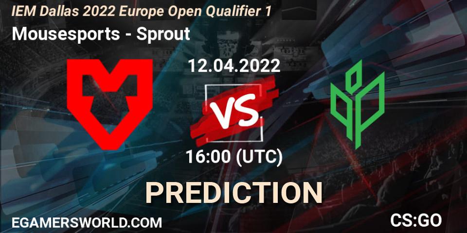 Pronóstico Mousesports - Sprout. 12.04.2022 at 16:00, Counter-Strike (CS2), IEM Dallas 2022 Europe Open Qualifier 1