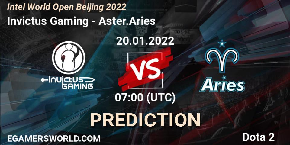 Pronóstico Invictus Gaming - Aster.Aries. 20.01.2022 at 07:25, Dota 2, Intel World Open Beijing 2022