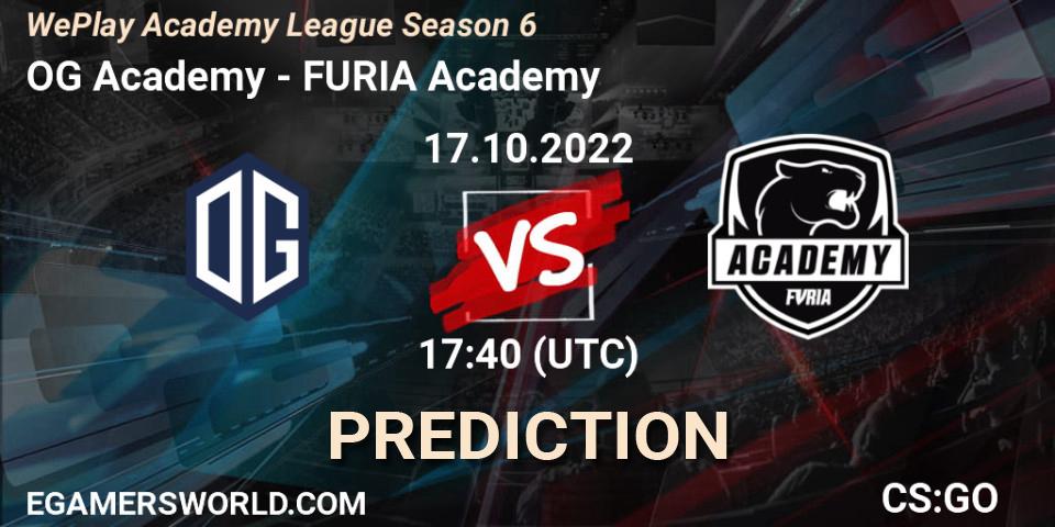Pronóstico OG Academy - FURIA Academy. 17.10.2022 at 16:50, Counter-Strike (CS2), WePlay Academy League Season 6