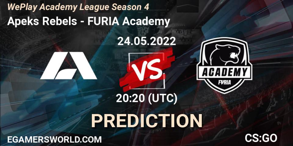 Pronóstico Apeks Rebels - FURIA Academy. 24.05.2022 at 19:20, Counter-Strike (CS2), WePlay Academy League Season 4
