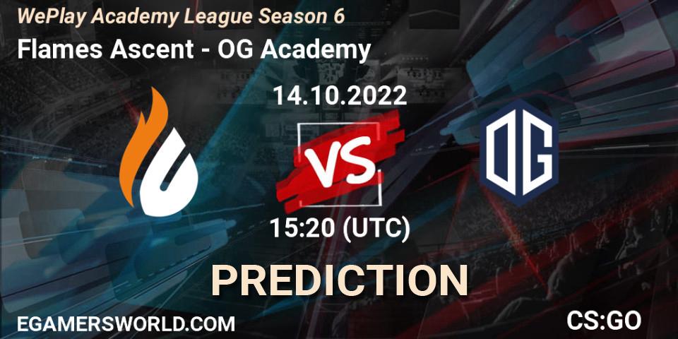 Pronóstico Flames Ascent - OG Academy. 14.10.2022 at 15:20, Counter-Strike (CS2), WePlay Academy League Season 6