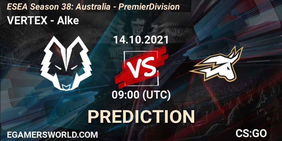 Pronóstico VERTEX - Alke. 14.10.2021 at 09:00, Counter-Strike (CS2), ESEA Season 38: Australia - Premier Division