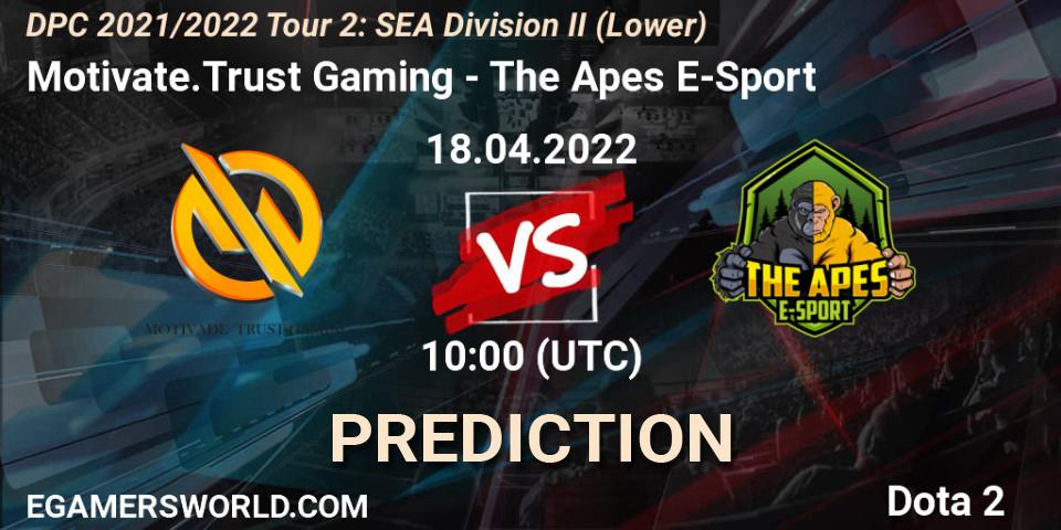 Pronóstico Motivate.Trust Gaming - The Apes E-Sport. 18.04.2022 at 10:00, Dota 2, DPC 2021/2022 Tour 2: SEA Division II (Lower)