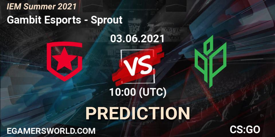 Pronóstico Gambit Esports - Sprout. 03.06.2021 at 10:00, Counter-Strike (CS2), IEM Summer 2021