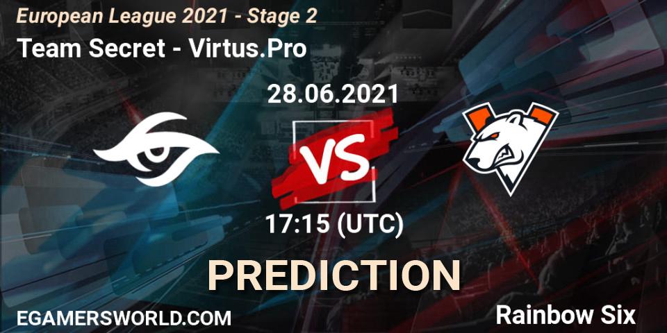 Pronóstico Team Secret - Virtus.Pro. 28.06.2021 at 17:15, Rainbow Six, European League 2021 - Stage 2