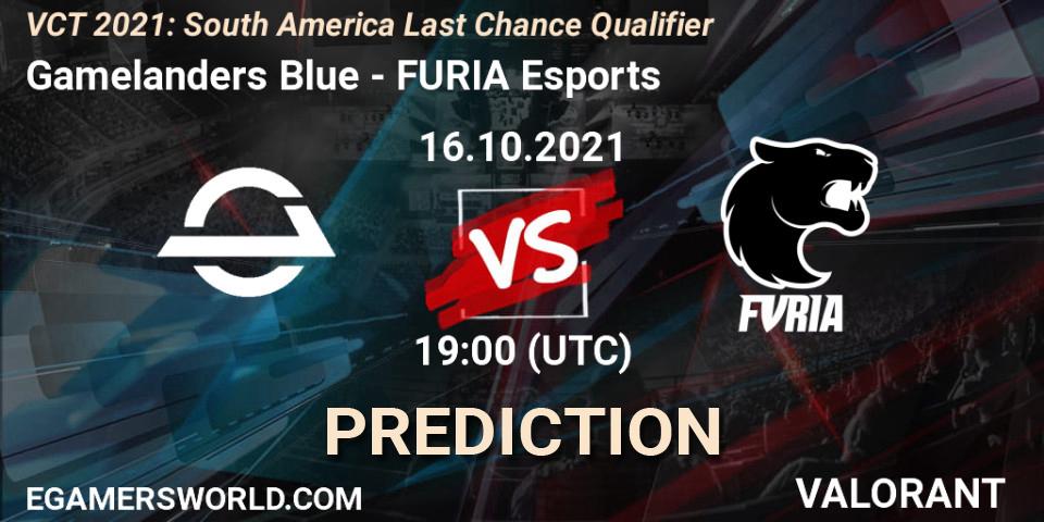 Pronóstico Gamelanders Blue - FURIA Esports. 16.10.2021 at 20:00, VALORANT, VCT 2021: South America Last Chance Qualifier