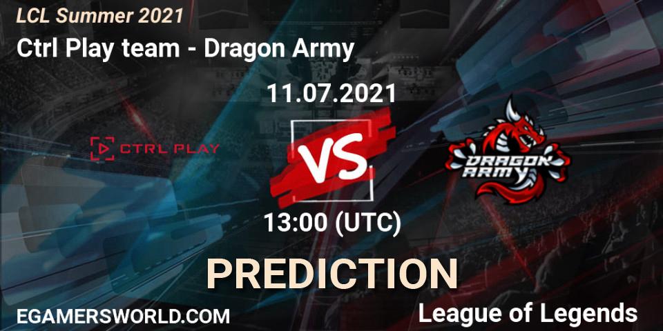 Pronóstico Ctrl Play team - Dragon Army. 11.07.2021 at 13:00, LoL, LCL Summer 2021