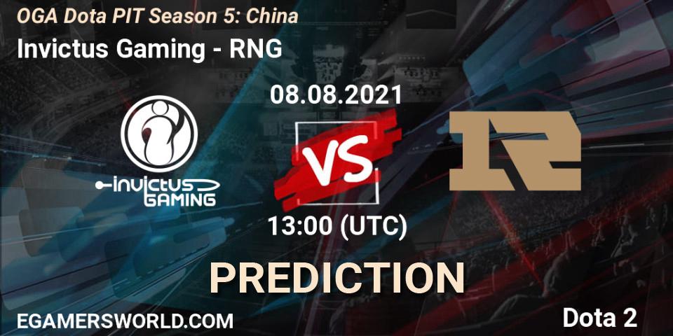 Pronóstico Invictus Gaming - RNG. 08.08.2021 at 11:23, Dota 2, OGA Dota PIT Season 5: China