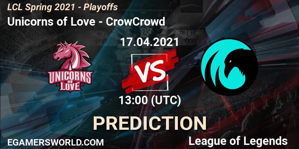 Pronóstico Unicorns of Love - CrowCrowd. 17.04.2021 at 13:00, LoL, LCL Spring 2021 - Playoffs