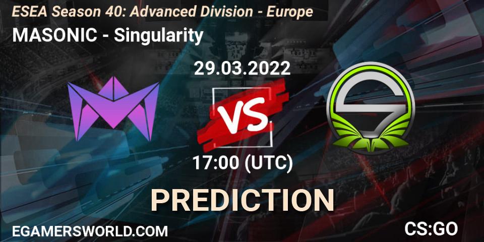 Pronóstico MASONIC - Singularity. 29.03.2022 at 17:00, Counter-Strike (CS2), ESEA Season 40: Advanced Division - Europe