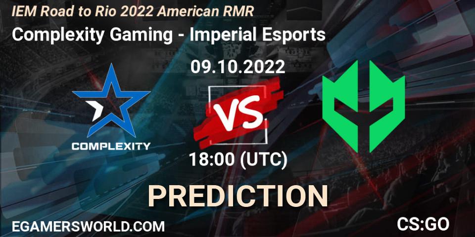 Pronóstico Complexity Gaming - Imperial Esports. 09.10.22, CS2 (CS:GO), IEM Road to Rio 2022 American RMR