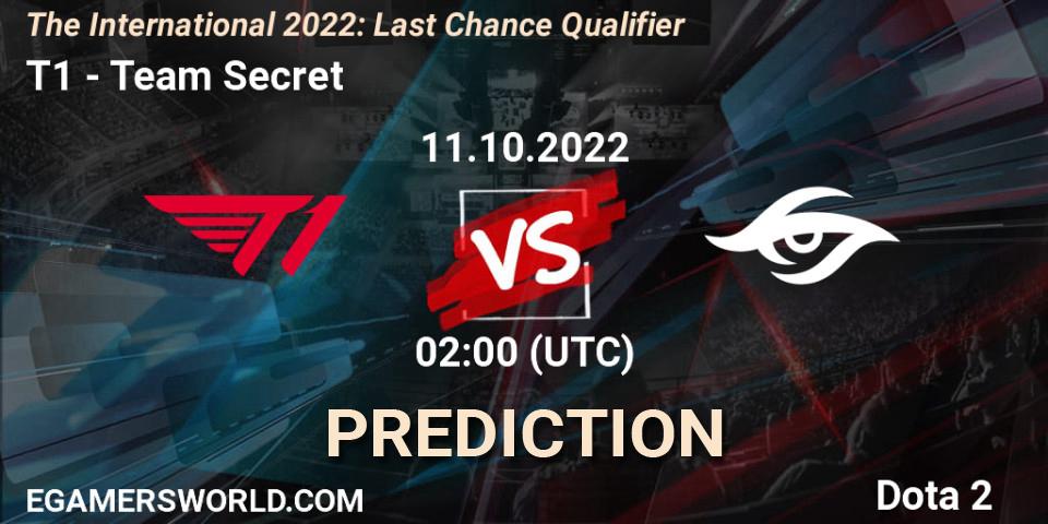 Pronóstico T1 - Team Secret. 11.10.22, Dota 2, The International 2022: Last Chance Qualifier