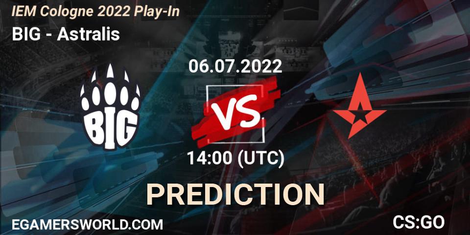 Pronóstico BIG - Astralis. 06.07.2022 at 14:15, Counter-Strike (CS2), IEM Cologne 2022 Play-In