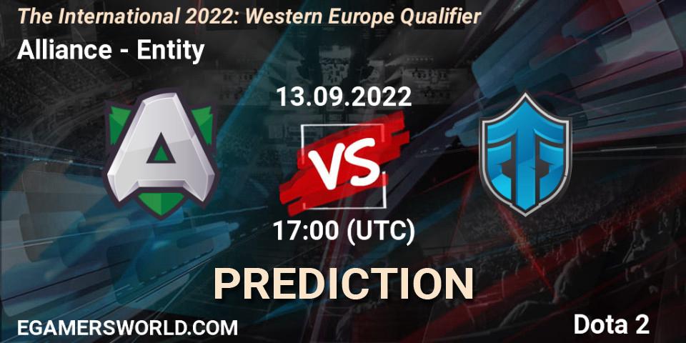 Pronóstico Alliance - Entity. 13.09.2022 at 17:25, Dota 2, The International 2022: Western Europe Qualifier