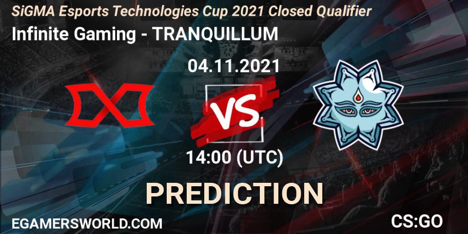 Pronóstico Infinite Gaming - TRANQUILLUM. 04.11.2021 at 14:00, Counter-Strike (CS2), SiGMA Esports Technologies Cup 2021 Closed Qualifier