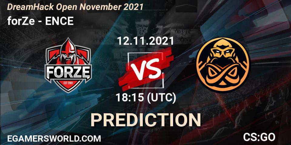Pronóstico forZe - ENCE. 12.11.2021 at 18:15, Counter-Strike (CS2), DreamHack Open November 2021