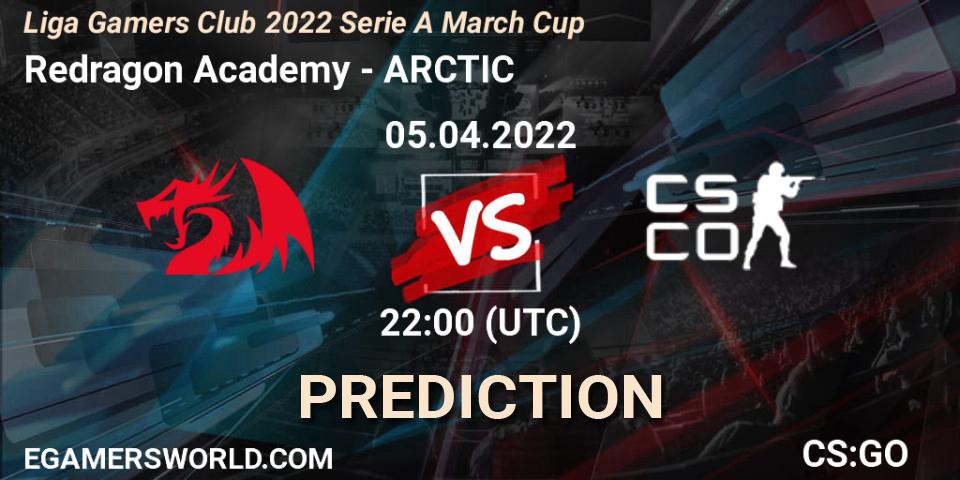 Pronóstico Redragon Academy - ARCTIC. 05.04.2022 at 22:45, Counter-Strike (CS2), Liga Gamers Club 2022 Serie A March Cup