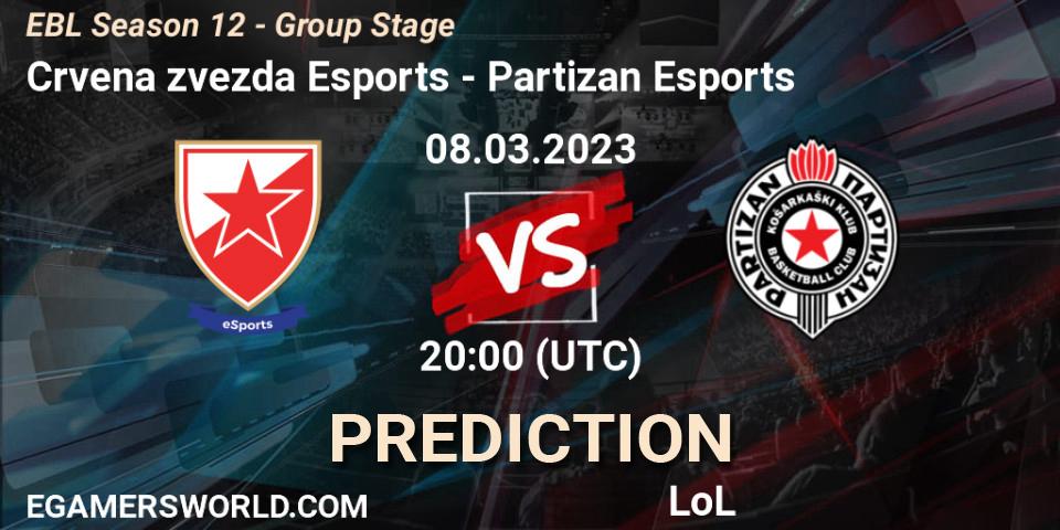 Pronóstico Crvena zvezda Esports - Partizan Esports. 08.03.23, LoL, EBL Season 12 - Group Stage