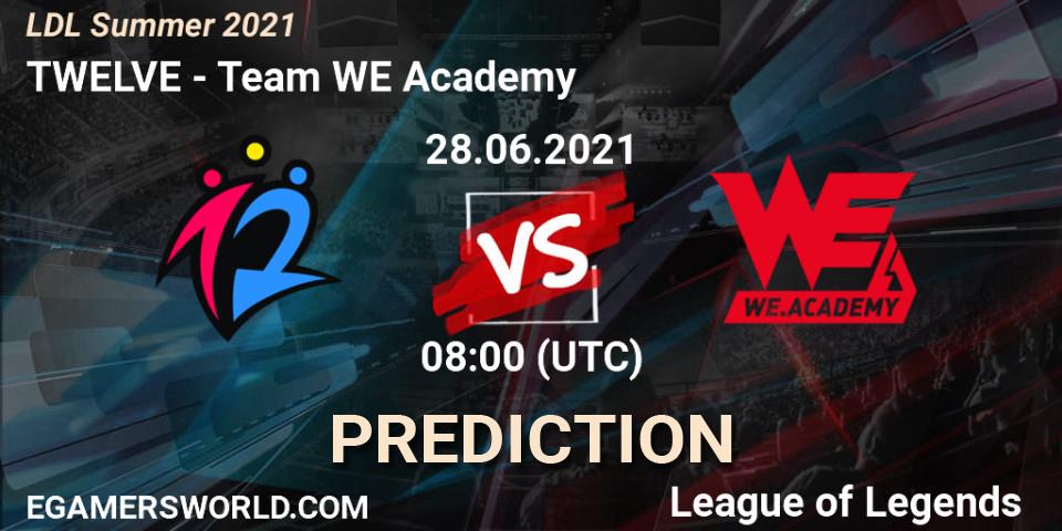 Pronóstico TWELVE - Team WE Academy. 28.06.2021 at 09:30, LoL, LDL Summer 2021