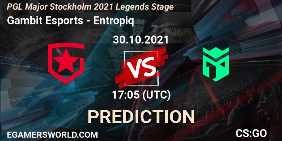 Pronóstico Gambit Esports - Entropiq. 30.10.2021 at 17:10, Counter-Strike (CS2), PGL Major Stockholm 2021 Legends Stage