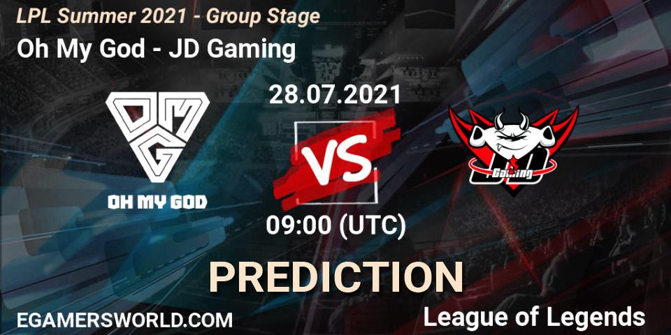 Pronóstico Oh My God - JD Gaming. 28.07.2021 at 09:00, LoL, LPL Summer 2021 - Group Stage
