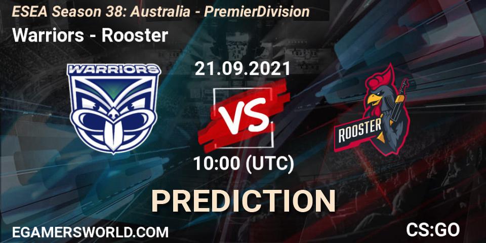 Pronóstico Warriors - Rooster. 21.09.2021 at 10:00, Counter-Strike (CS2), ESEA Season 38: Australia - Premier Division