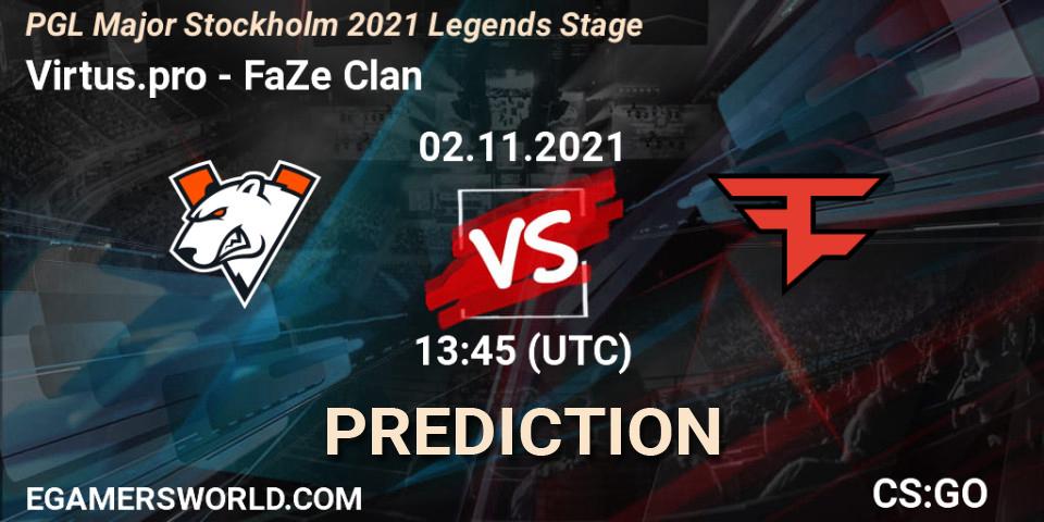 Pronóstico Virtus.pro - FaZe Clan. 02.11.21, CS2 (CS:GO), PGL Major Stockholm 2021 Legends Stage
