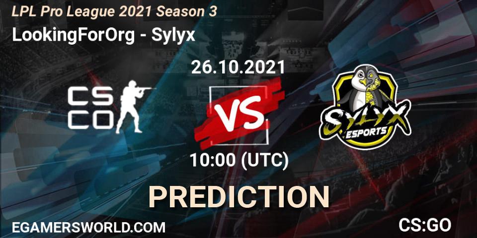 Pronóstico LookingForOrg - Sylyx. 26.10.2021 at 10:10, Counter-Strike (CS2), LPL Pro League 2021 Season 3