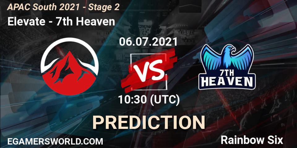 Pronóstico Elevate - 7th Heaven. 06.07.2021 at 10:30, Rainbow Six, APAC South 2021 - Stage 2