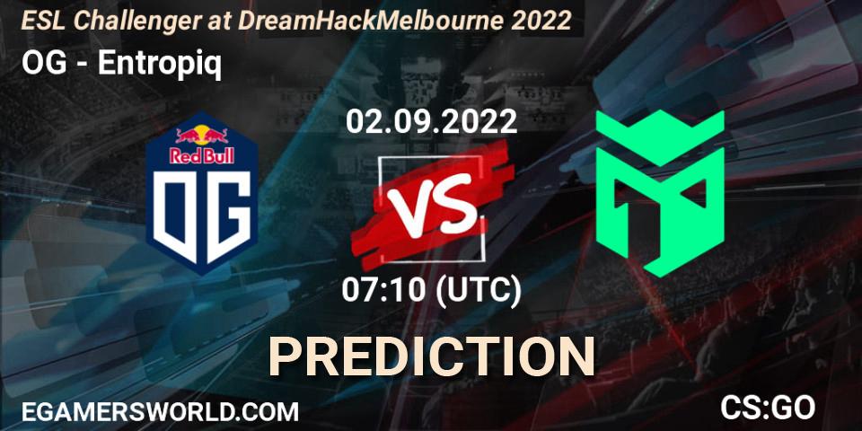 Pronóstico OG - Entropiq. 02.09.2022 at 07:45, Counter-Strike (CS2), ESL Challenger at DreamHack Melbourne 2022