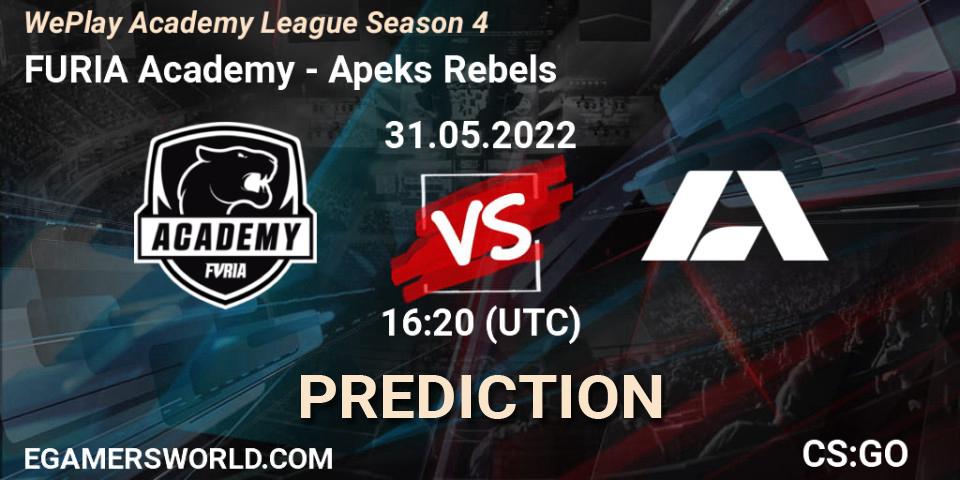 Pronóstico FURIA Academy - Apeks Rebels. 31.05.2022 at 16:10, Counter-Strike (CS2), WePlay Academy League Season 4