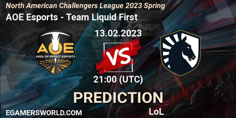 Pronóstico AOE Esports - Team Liquid First. 13.02.2023 at 21:00, LoL, NACL 2023 Spring - Group Stage