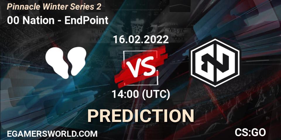 Pronóstico 00 Nation - EndPoint. 16.02.2022 at 15:05, Counter-Strike (CS2), Pinnacle Winter Series 2
