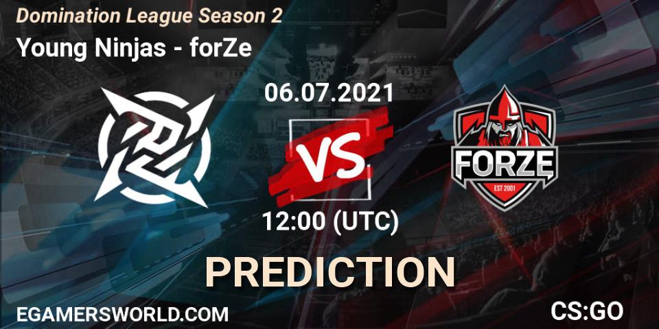 Pronóstico Young Ninjas - forZe. 06.07.2021 at 12:35, Counter-Strike (CS2), Domination League Season 2