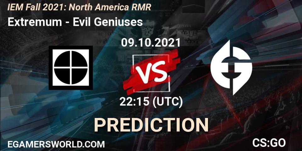 Pronóstico Extremum - Evil Geniuses. 09.10.21, CS2 (CS:GO), IEM Fall 2021: North America RMR