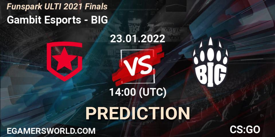 Pronóstico Gambit Esports - BIG. 23.01.22, CS2 (CS:GO), Funspark ULTI 2021 Finals