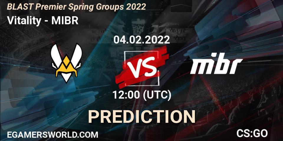 Pronóstico Vitality - MIBR. 04.02.2022 at 12:00, Counter-Strike (CS2), BLAST Premier Spring Groups 2022