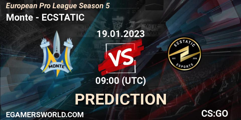 Pronóstico Monte - ECSTATIC. 19.01.2023 at 09:00, Counter-Strike (CS2), European Pro League Season 5