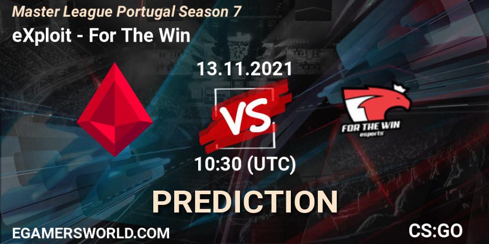 Pronóstico eXploit - For The Win. 13.11.2021 at 10:30, Counter-Strike (CS2), Master League Portugal Season 7
