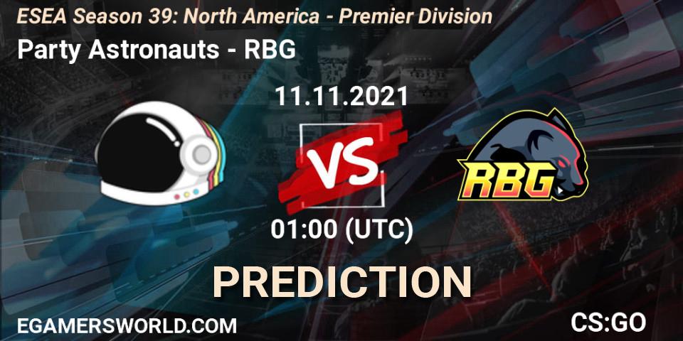 Pronóstico Party Astronauts - RBG. 04.12.2021 at 01:00, Counter-Strike (CS2), ESEA Season 39: North America - Premier Division