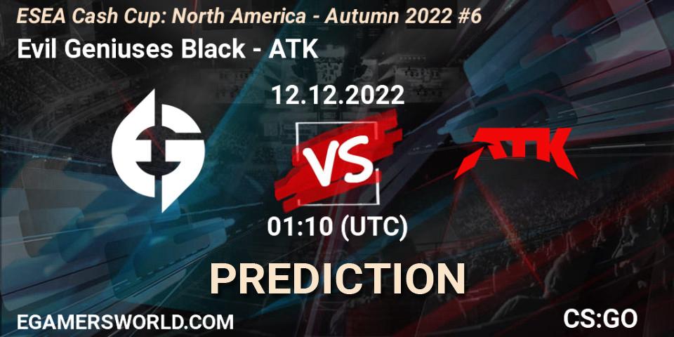 Pronóstico Evil Geniuses Black - ATK. 12.12.2022 at 01:10, Counter-Strike (CS2), ESEA Cash Cup: North America - Autumn 2022 #6
