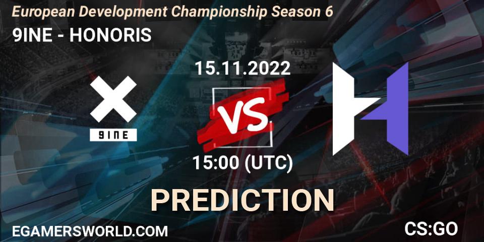 Pronóstico 9INE - HONORIS. 15.11.2022 at 15:30, Counter-Strike (CS2), European Development Championship Season 6